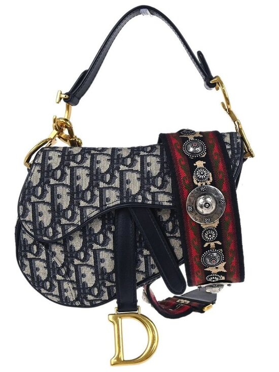 Dior Handbags - Christian Dior Navy Trotter Oblique Mini Saddle 2way Handbag 05-RU-1118 187711